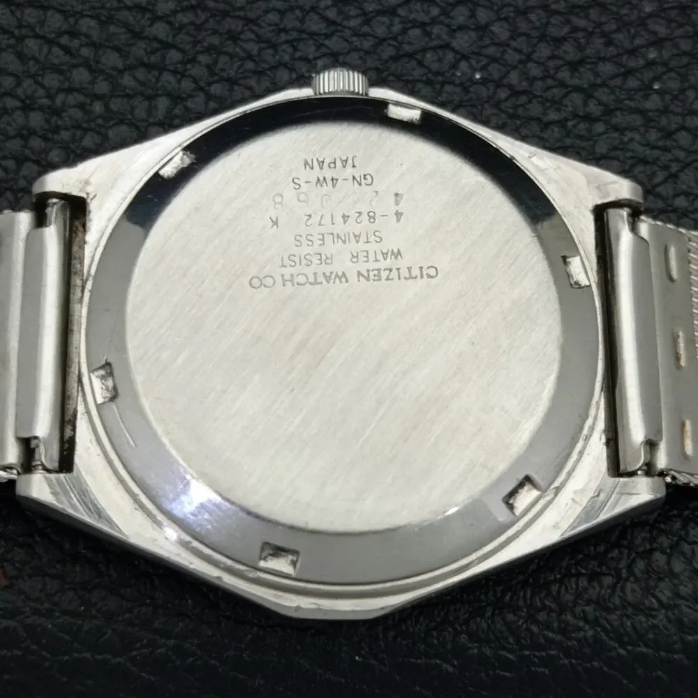 Vintage 1981 Citizen Automatic Mens Silver Watch W/daydate & Blue accents